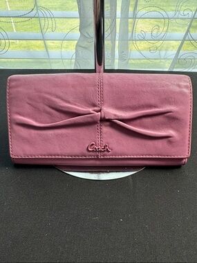 Coach Mauve Pink Ruched Leather Wallet